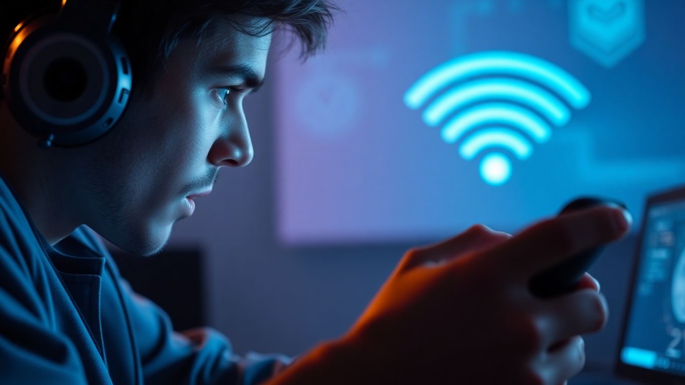 Gamer com alta latência no Wi-Fi jogando.