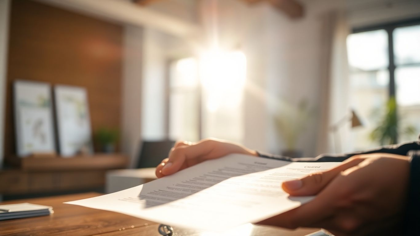 Mãos segurando contrato de banda larga
