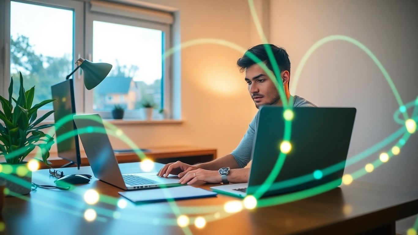 Home office com internet rápida e eficiente.