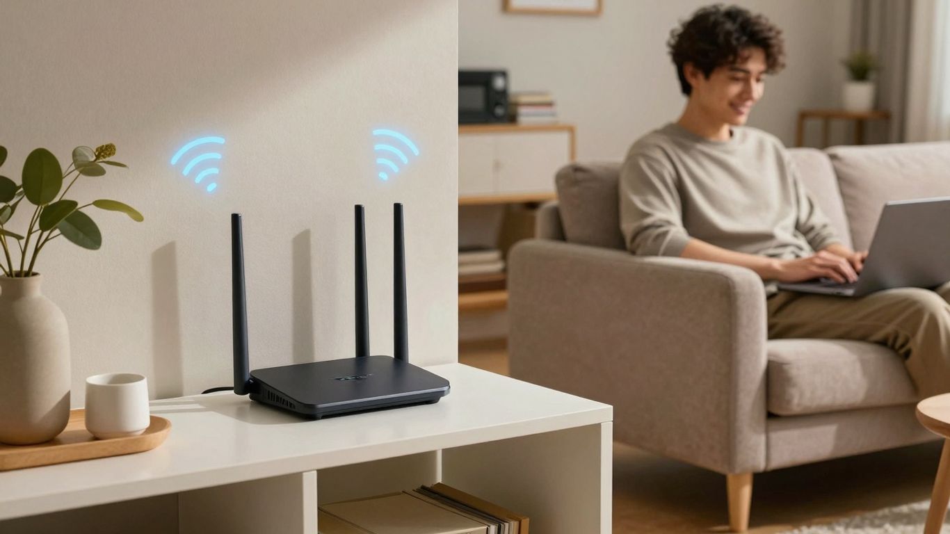 Apartamento pequeno com internet rápida e WiFi acessível.