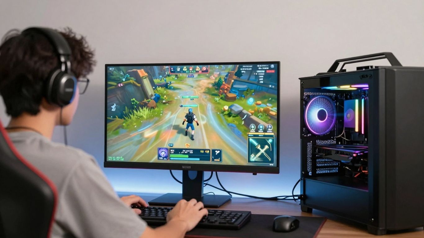 Gamer com ping baixo jogando em 2025.